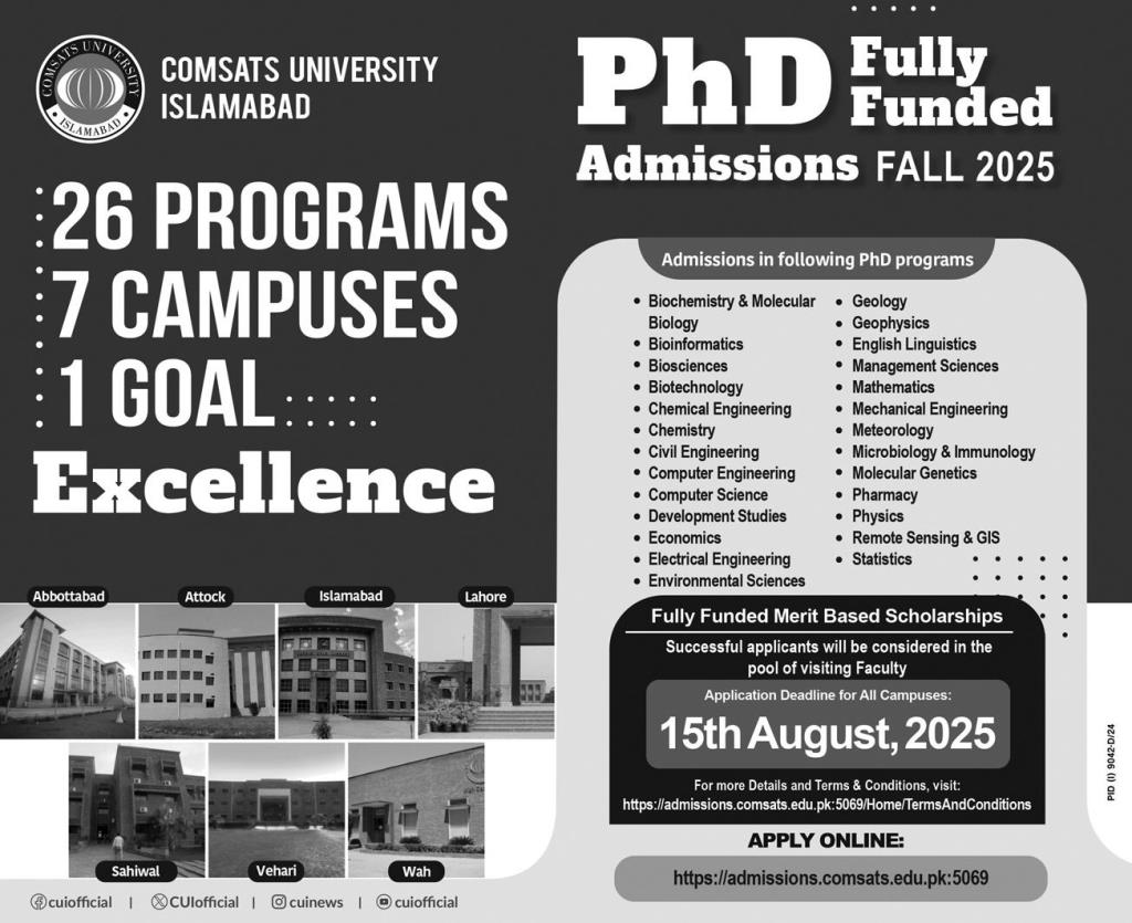 Admission Open in COMSATS University Islamabad